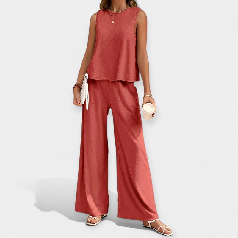Conjunto de Top sin mangas y pantalón ancho