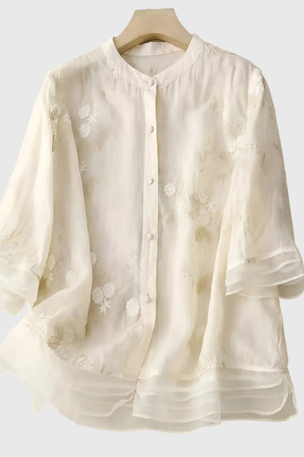 Nellie™ | Elegante top con flores bordadas