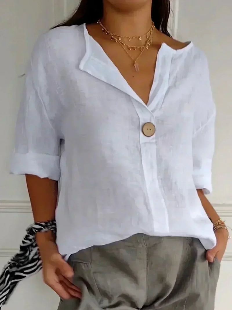 Aubri | Blusa relajada con cuello en V 