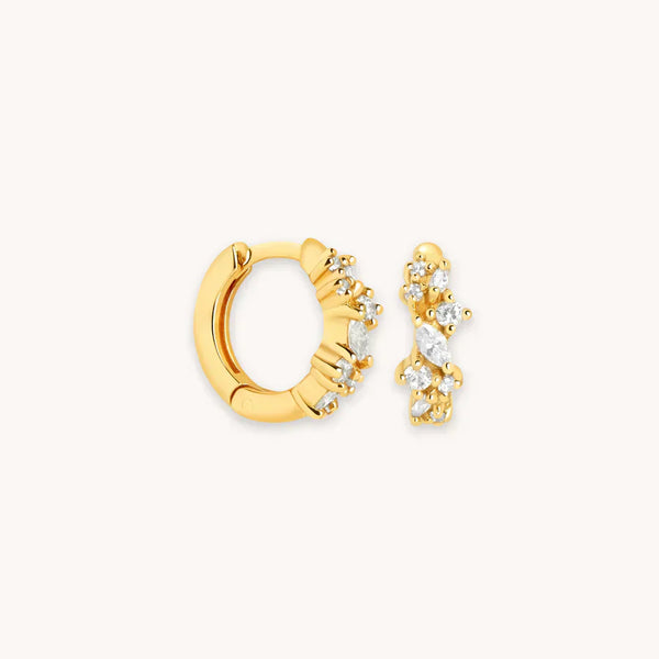 Pendientes Huggies Crystal Cluster | Dorados