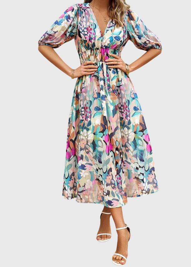 Merlín™ | Vestido midi floral favorecedor