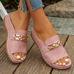 Romy | Sandalias con eslabones dorados