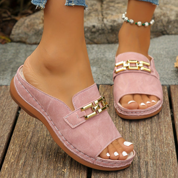 Romy | Sandalias con eslabones dorados