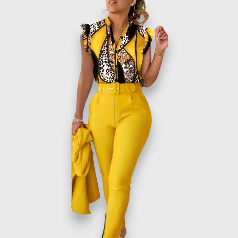 Conjunto de dos piezas con estampado de leopardo moderno