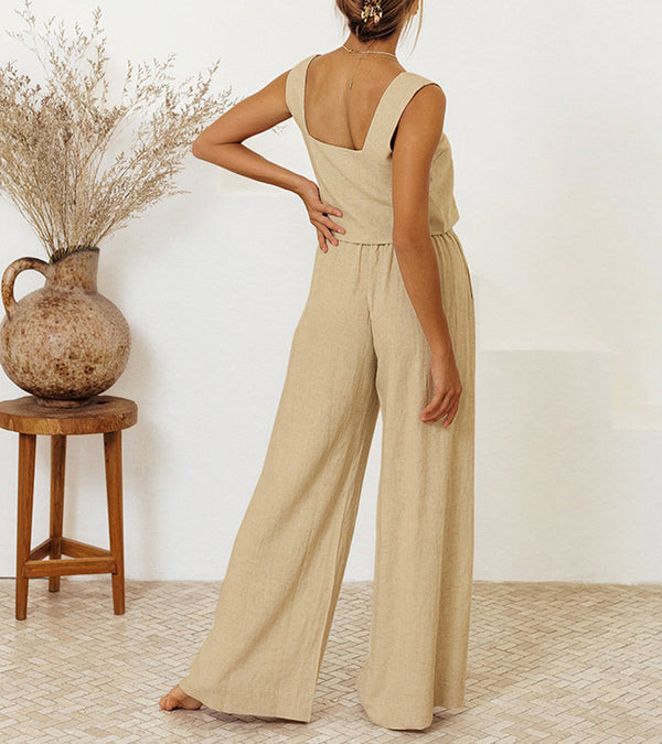 Evelyne | Conjunto de top minimalista de lujo y pantalón ancho