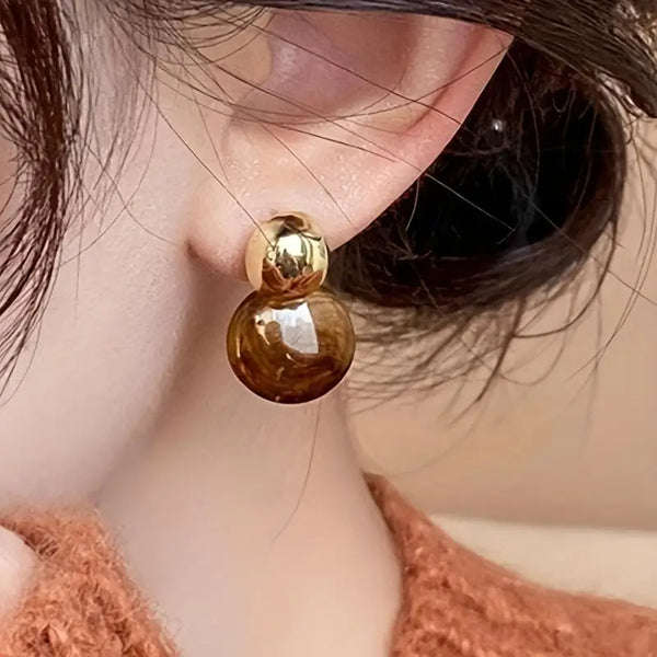 Pendientes de ámbar Aurélie | Oro