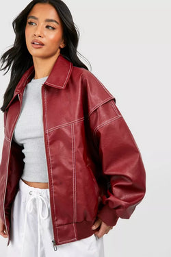 Faye™ - Chaqueta de cuero extragrande