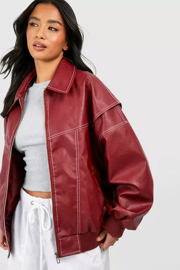 Faye™ - Chaqueta de cuero extragrande