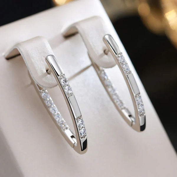 Exquisitos pendientes de circonitas | Oro blanco