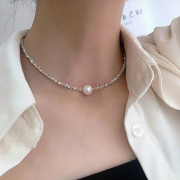 Exquisito collar de perlas | Oro blanco