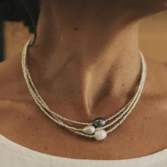 Collar de perlas antiguas con lustre | Oro