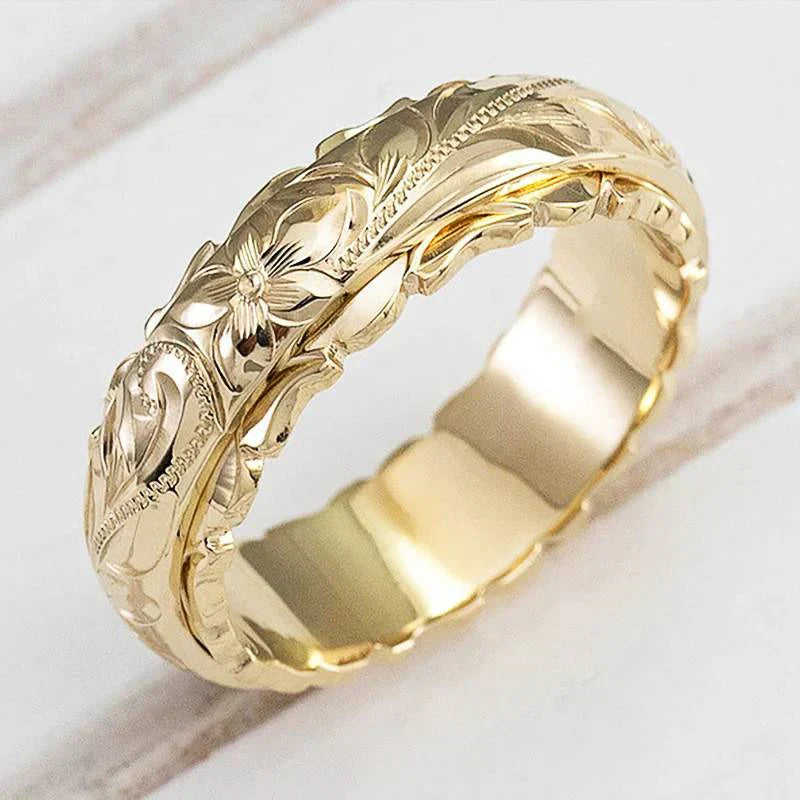 Anillo antiguo de oro con flor | Oro