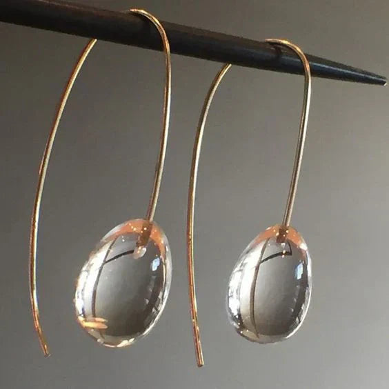 Pendientes colgantes de cristal gris antiguo | Oro