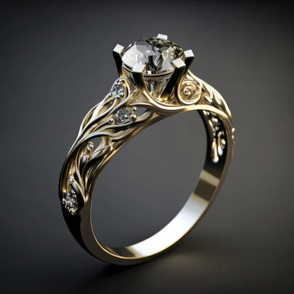 Exquisito anillo de circonitas exóticas | Oro