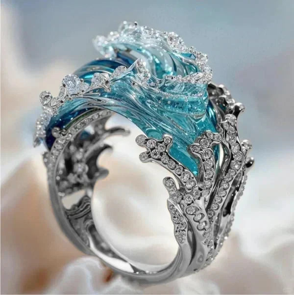 Anillo de compromiso azul | Oro de 18 quilates