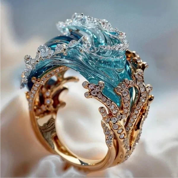 Anillo de compromiso azul | Oro blanco