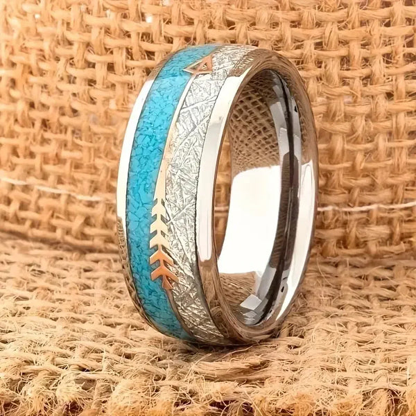 Anillo de plata esmaltada antigua | Oro blanco