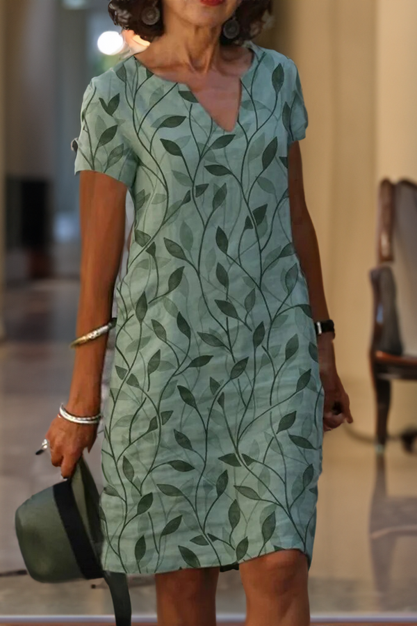 Deniel | Vestido estampado de corte A con cuello en V