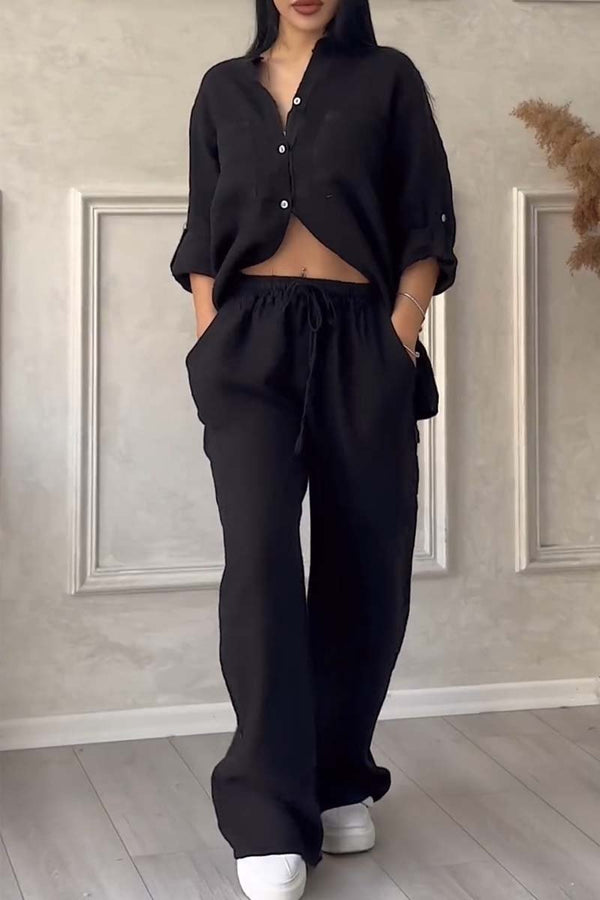 Fara | Conjunto de algodón y lino de lujo: camisa y pantalón