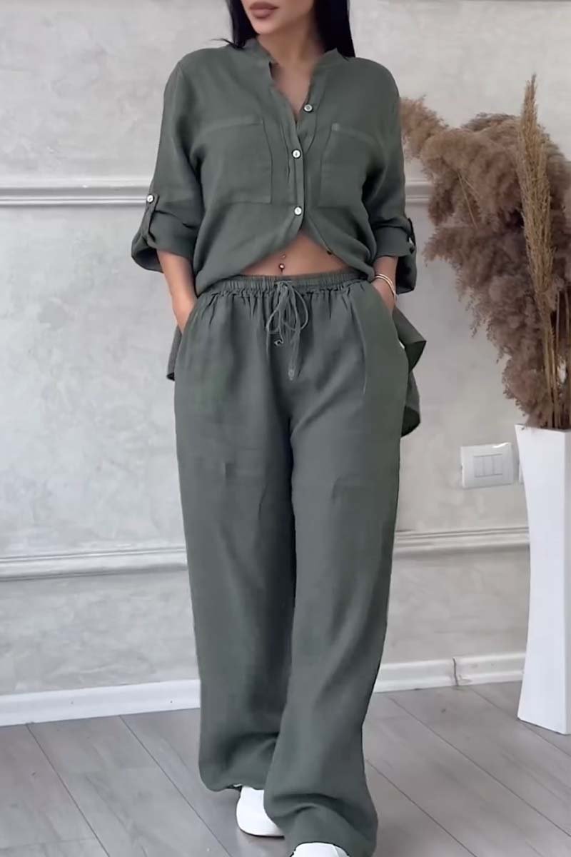 Fara | Conjunto de algodón y lino de lujo: camisa y pantalón