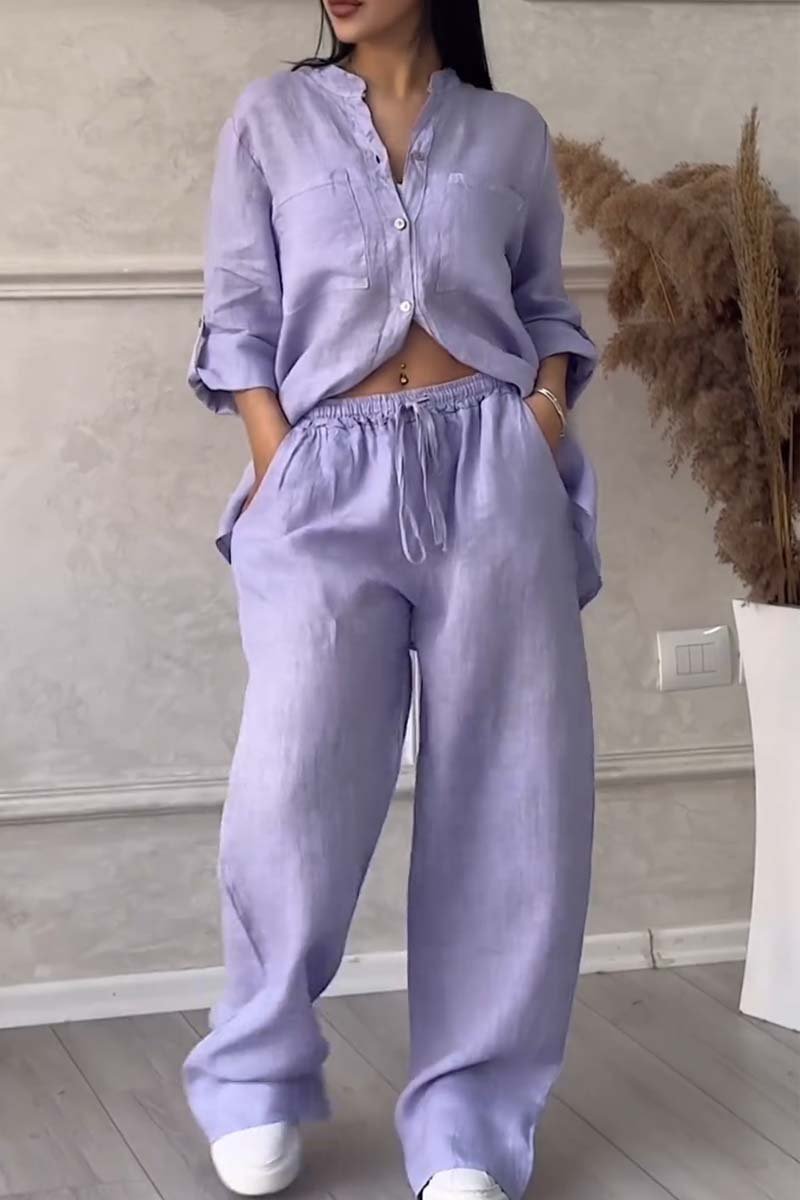 Fara | Conjunto de algodón y lino de lujo: camisa y pantalón