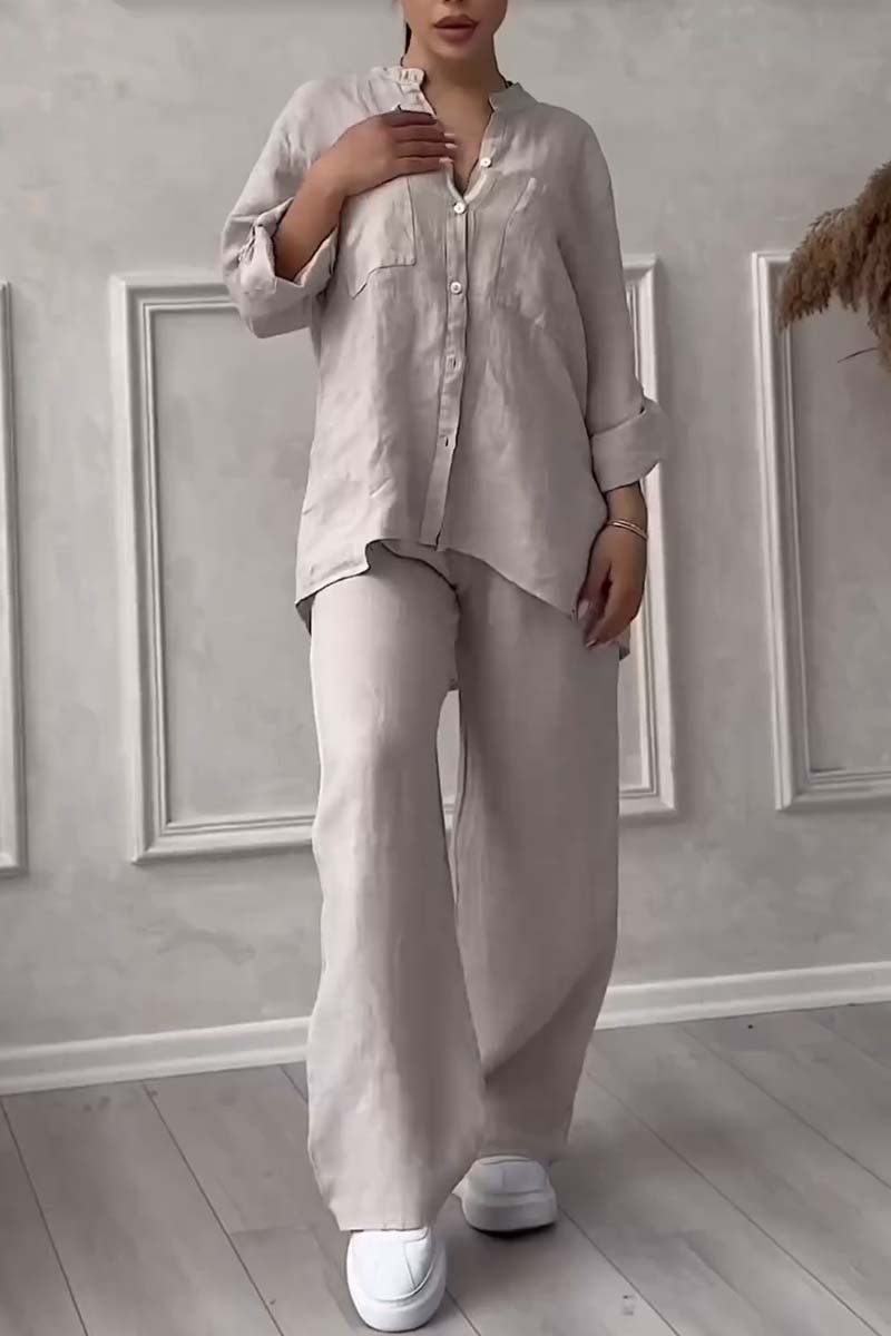 Fara | Conjunto de algodón y lino de lujo: camisa y pantalón