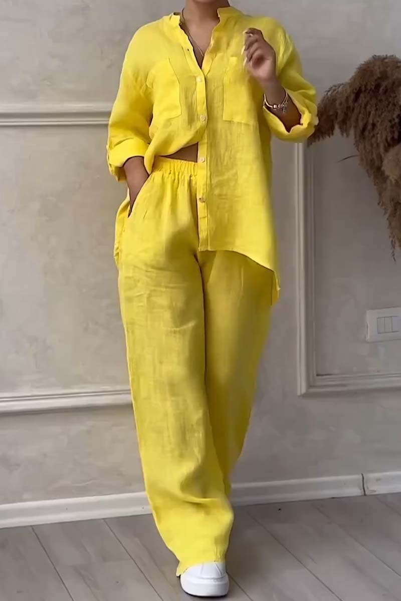 Fara | Conjunto de algodón y lino de lujo: camisa y pantalón