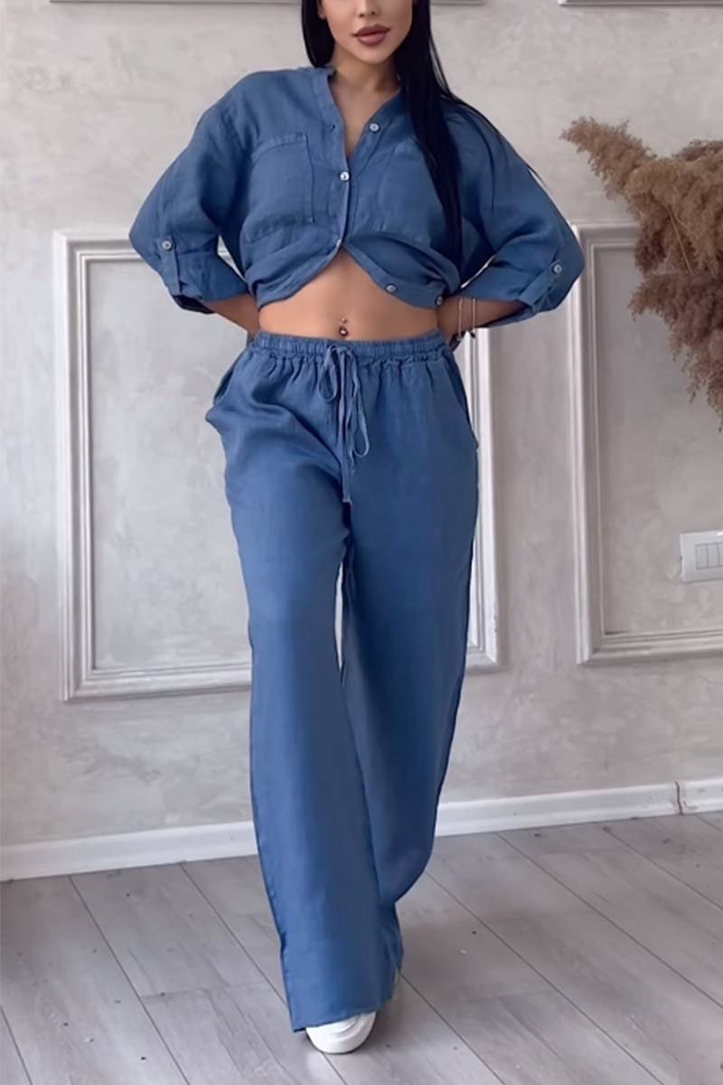 Fara | Conjunto de algodón y lino de lujo: camisa y pantalón