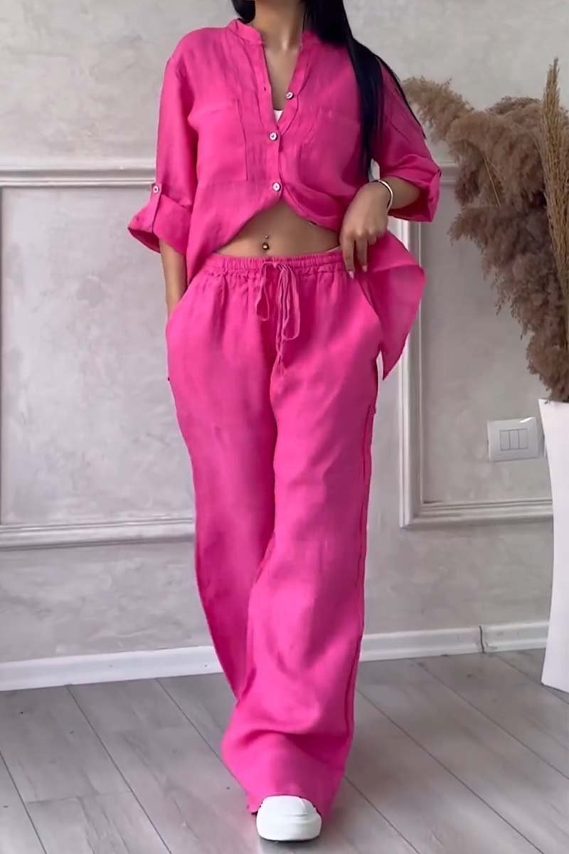 Fara | Conjunto de algodón y lino de lujo: camisa y pantalón