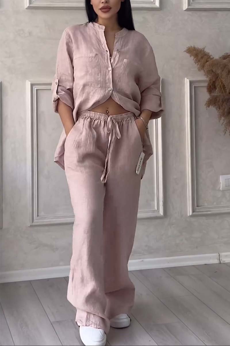 Fara | Conjunto de algodón y lino de lujo: camisa y pantalón