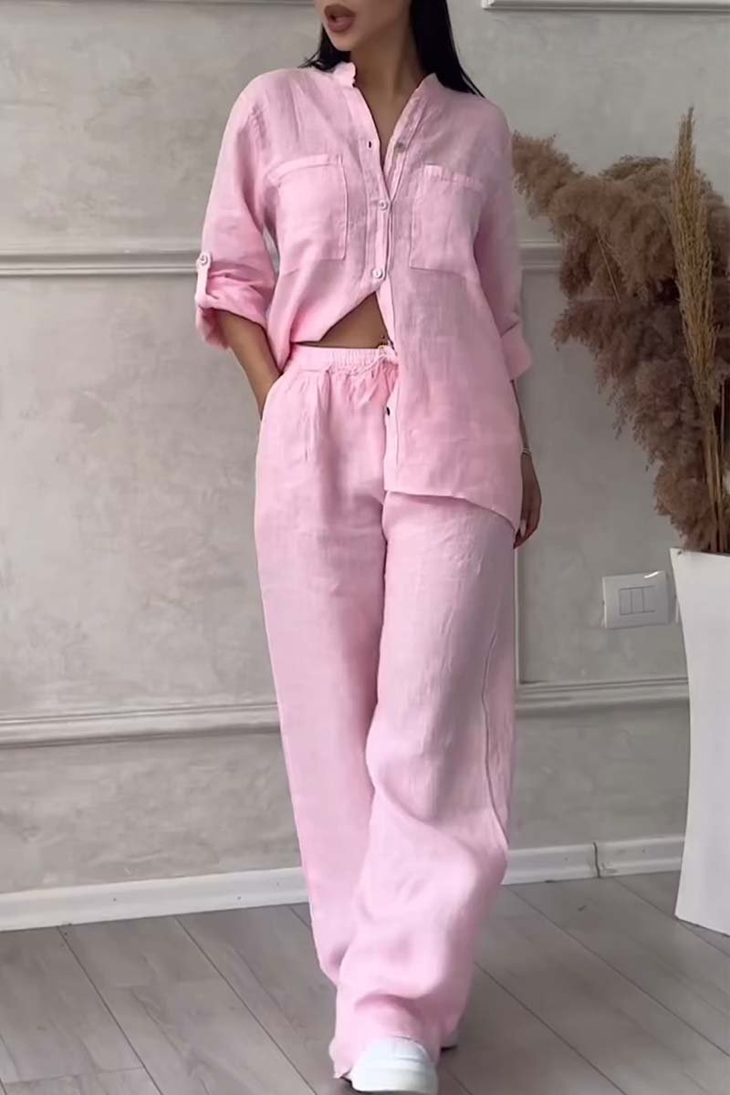 Fara | Conjunto de algodón y lino de lujo: camisa y pantalón
