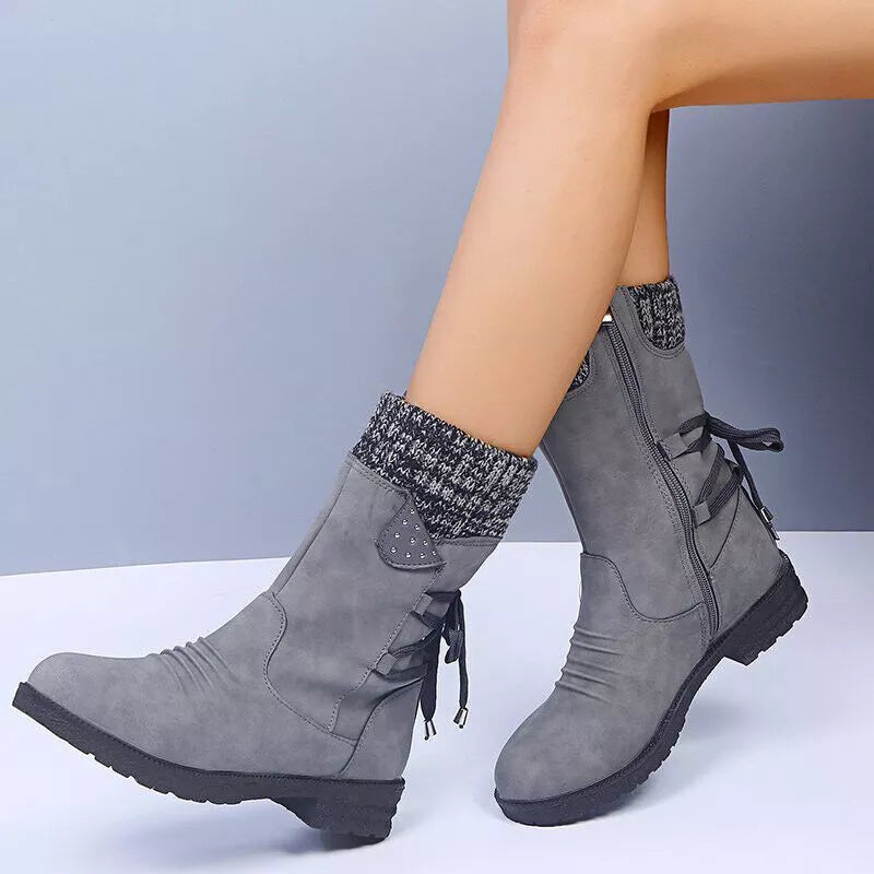 Svea - Botas de invierno retro de tacón grueso