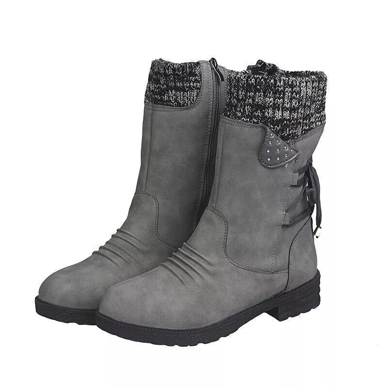 Svea - Botas de invierno retro de tacón grueso