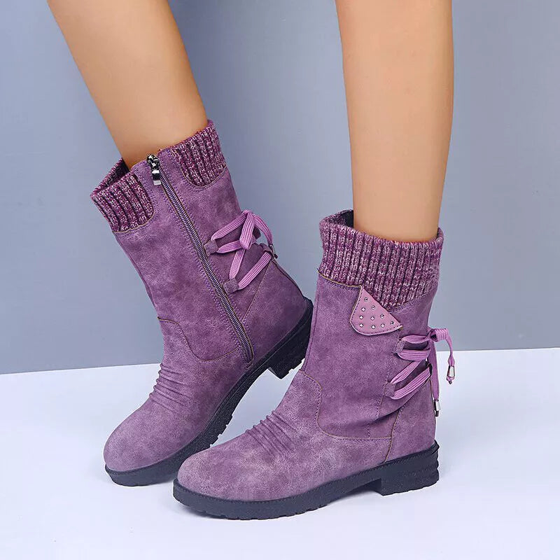 Svea - Botas de invierno retro de tacón grueso