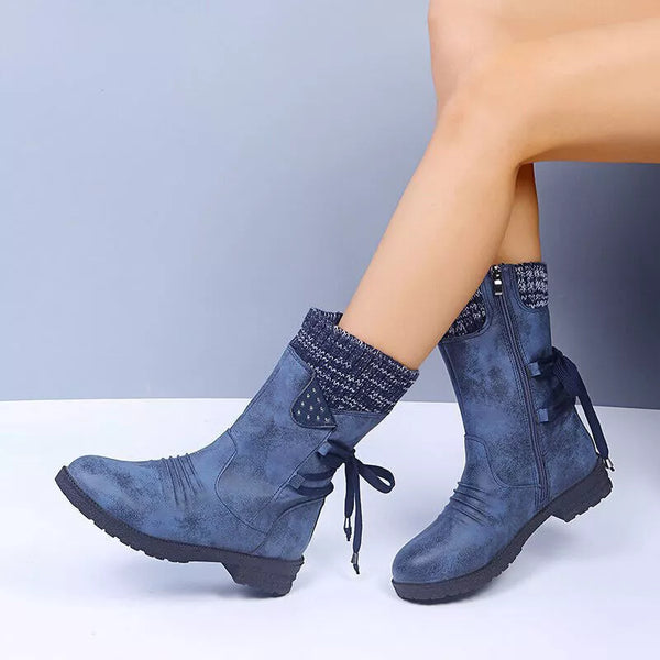 Svea - Botas de invierno retro de tacón grueso