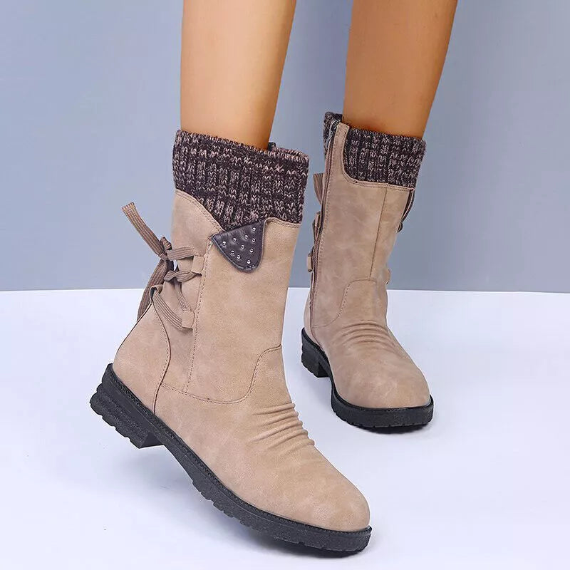Svea - Botas de invierno retro de tacón grueso