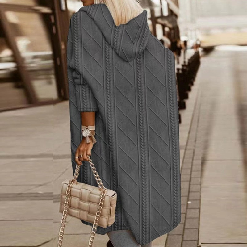 Jelone - Cárdigan con capucha de longitud extendida 