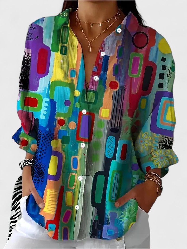 Rose™ | Blusa elegante con estampado geométrico